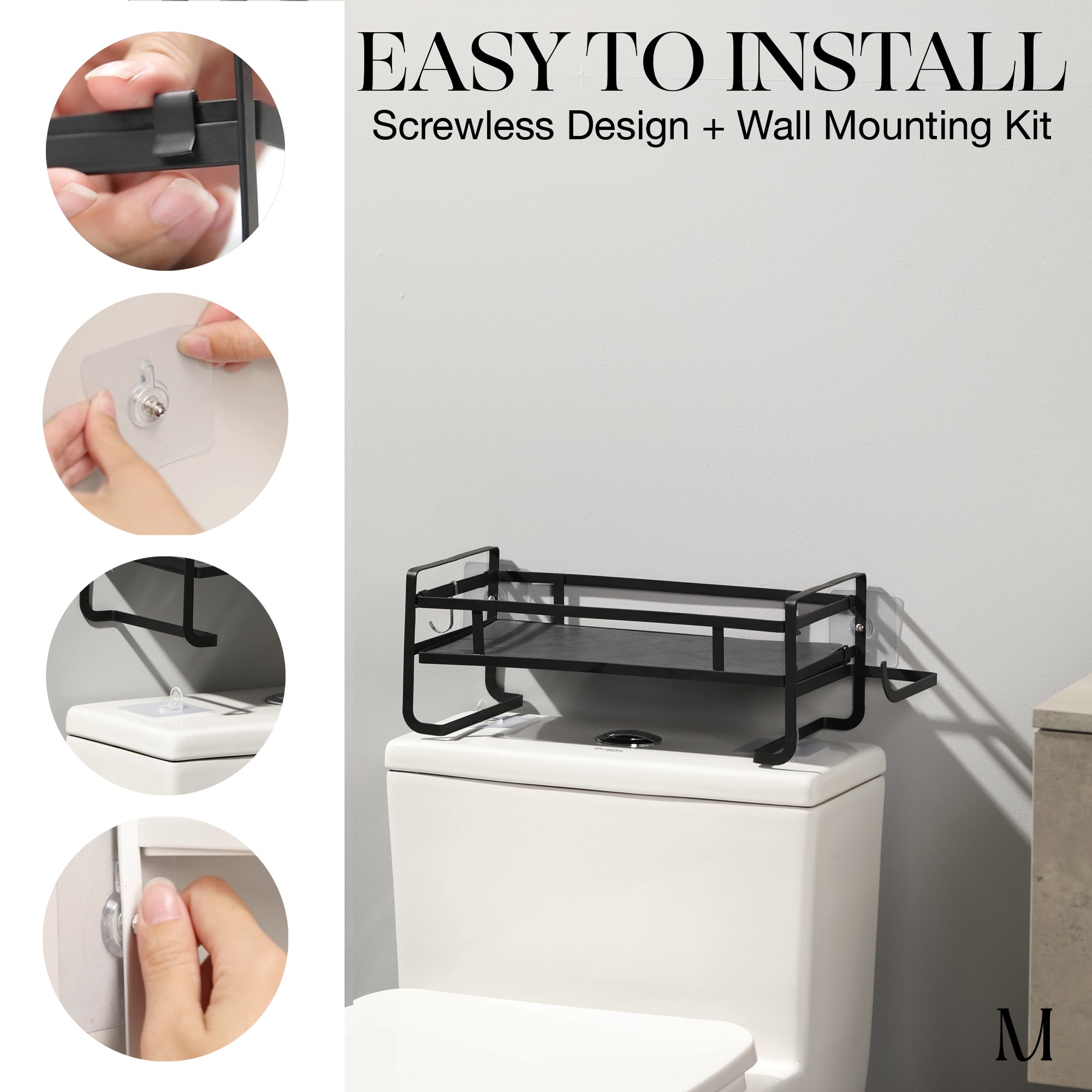 Marmolux Matte Black Single Shelf Over Toilet Storage - Space-Saving Bathroom Organizer