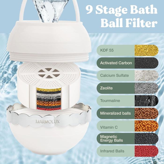 Marmolux 9-Stage Bath Tub Water Filter for Cleaner, Purer Baths | Removes Chlorine, Minerals, and Impurities | Enhances Skin and Hair Health
