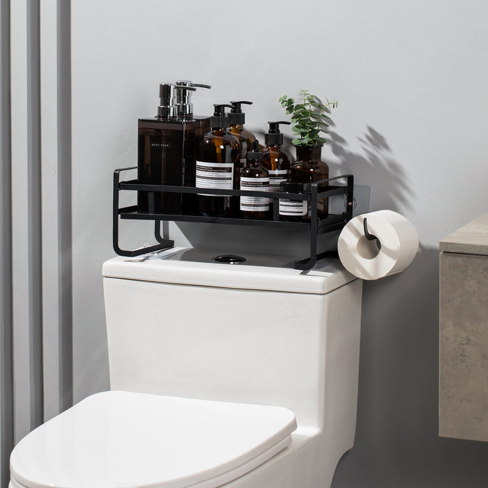 Marmolux Matte Black Single Shelf Over Toilet Storage - Space-Saving Bathroom Organizer