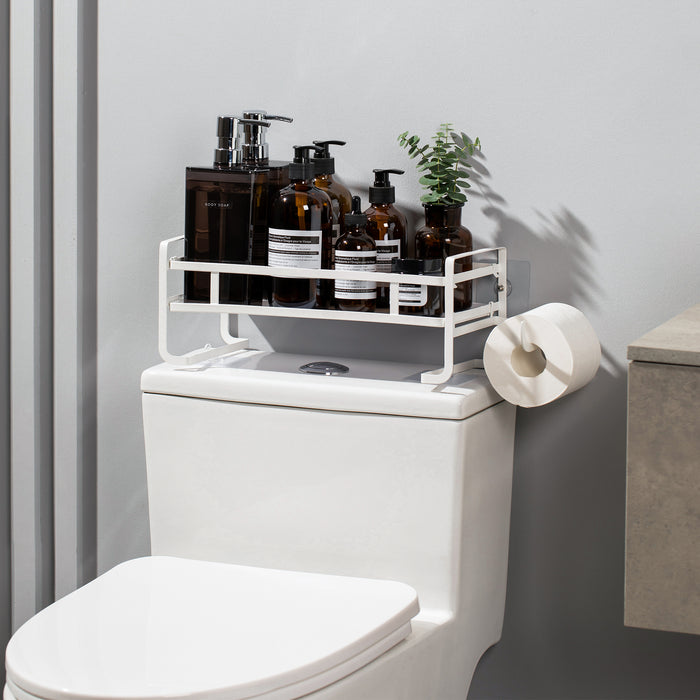 Marmolux White Single Shelf Over Toilet Storage - Space-Saving Bathroom Organizer