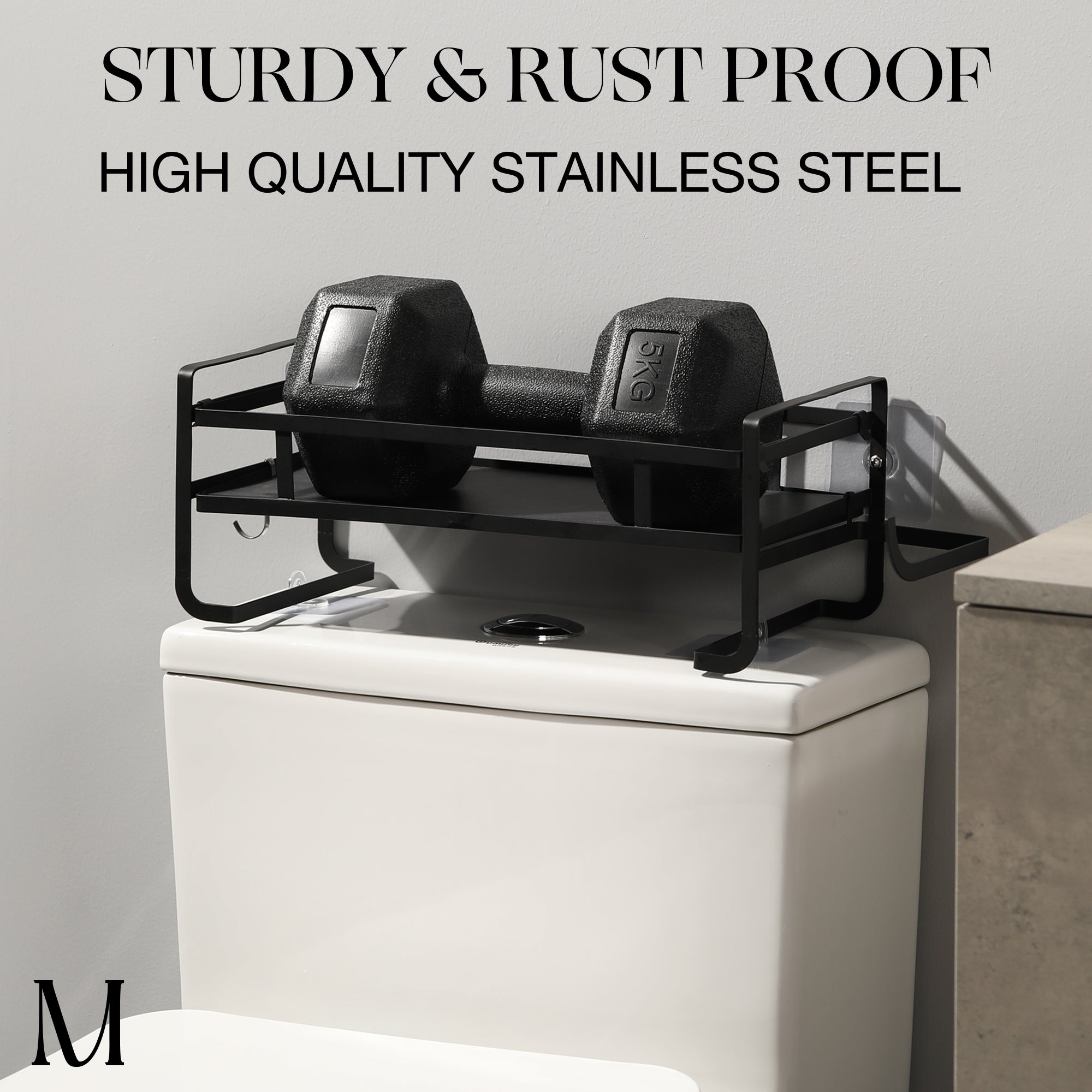 Marmolux Matte Black Single Shelf Over Toilet Storage - Space-Saving Bathroom Organizer