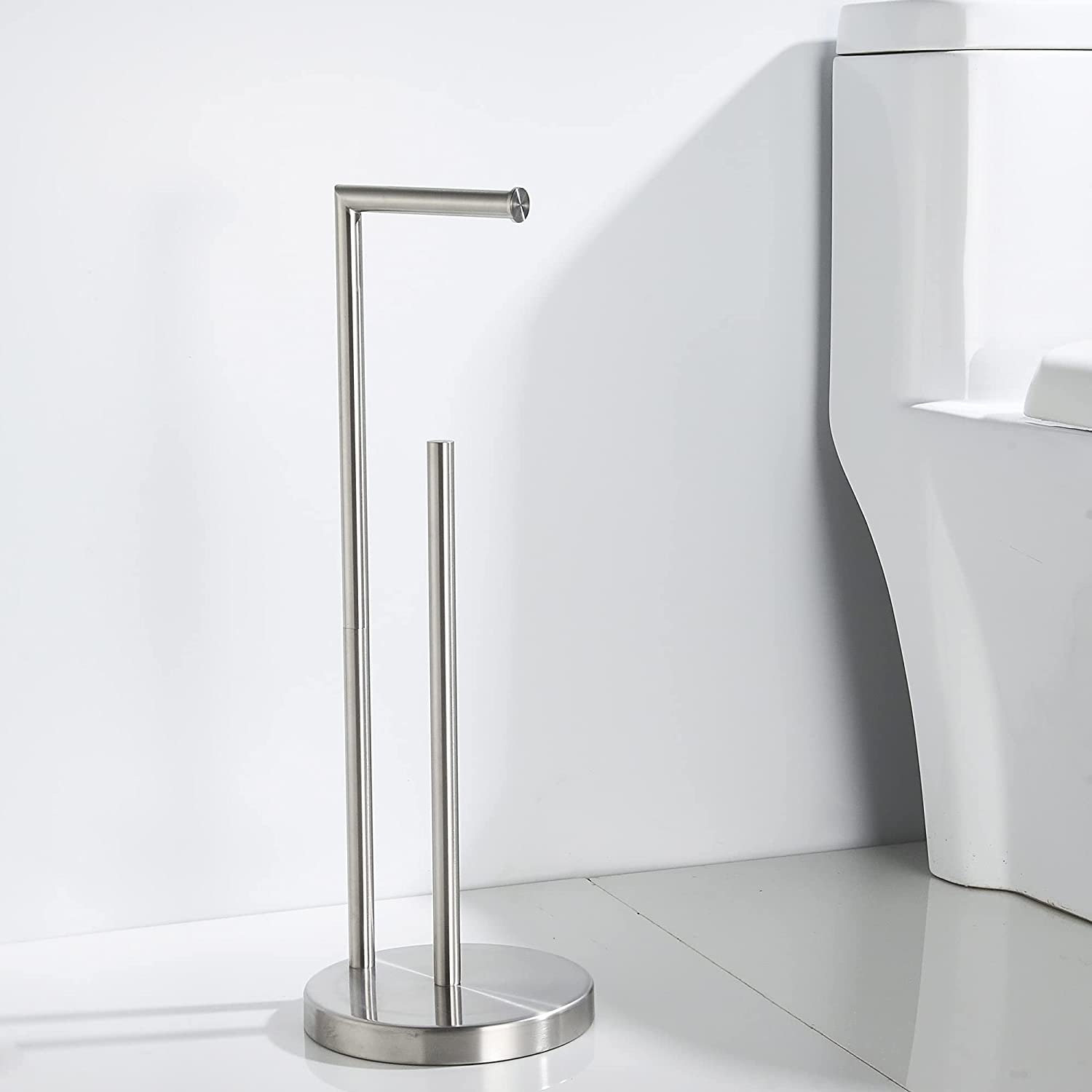 Free standing Toilet Paper Holder with reserve (Stainless Steel)
