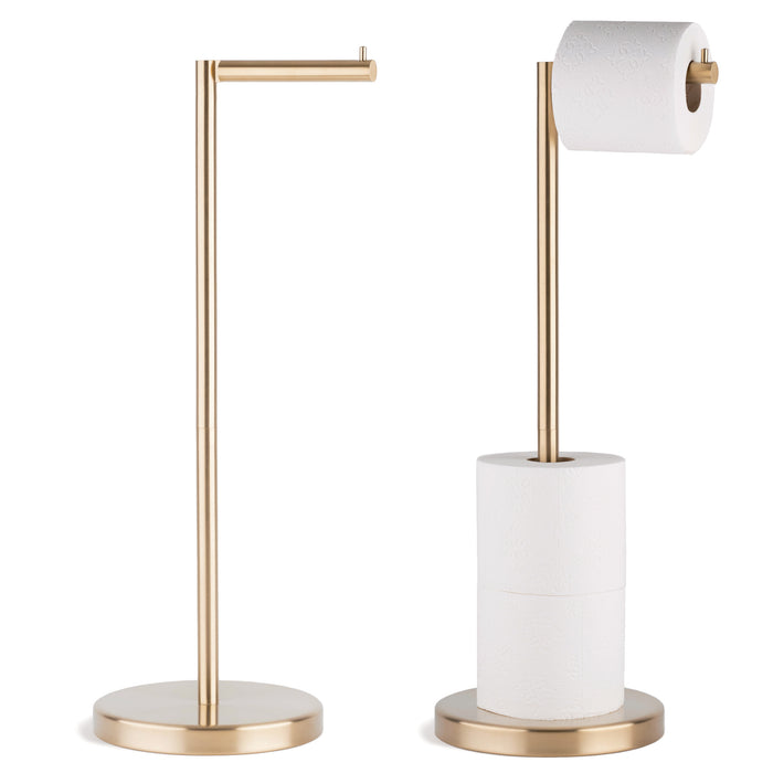 4 Rolls Storage - Free Standing Toilet Paper Holder Stand  (Gold)