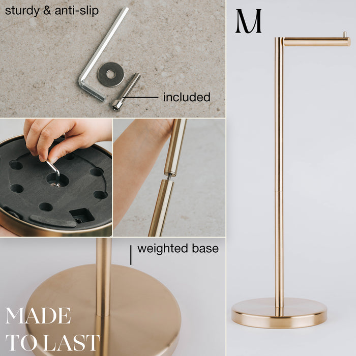 Free Standing Matte Black Toilet Paper Holder Stand White Marble Base —  Marmolux