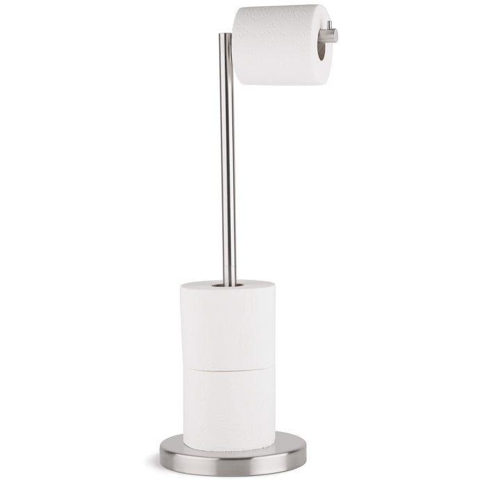 4 Rolls Storage - Free Standing Toilet Paper Holder Stand  (Brushed Steel)