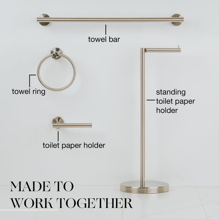 Toilet Paper Holder Stand Bathroom Toilet Paper Storage for 4 Paper Rolls  with Heavy Base, Free Standing Toilet Paper Roll Holder (Brushed Nickel)
