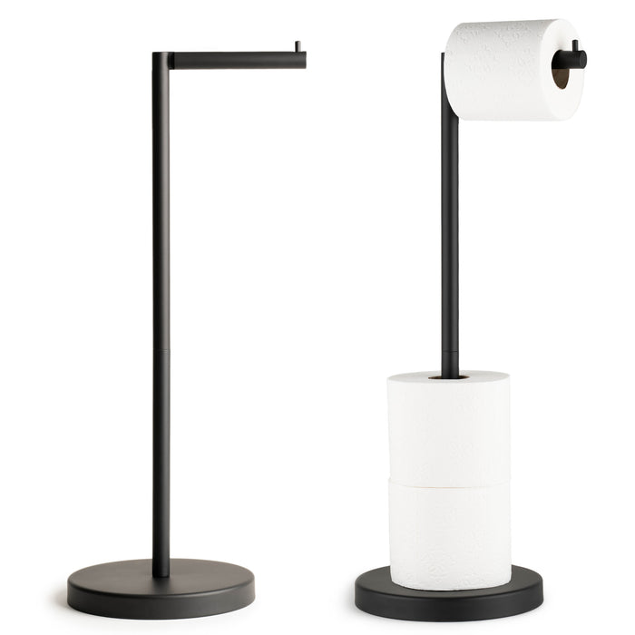 4 Rolls Storage - Free Standing Toilet Paper Holder Stand (Matte Black)