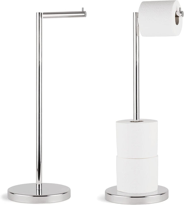 4 Rolls Storage - Free Standing Toilet Paper Holder Stand  (Polished Chrome)