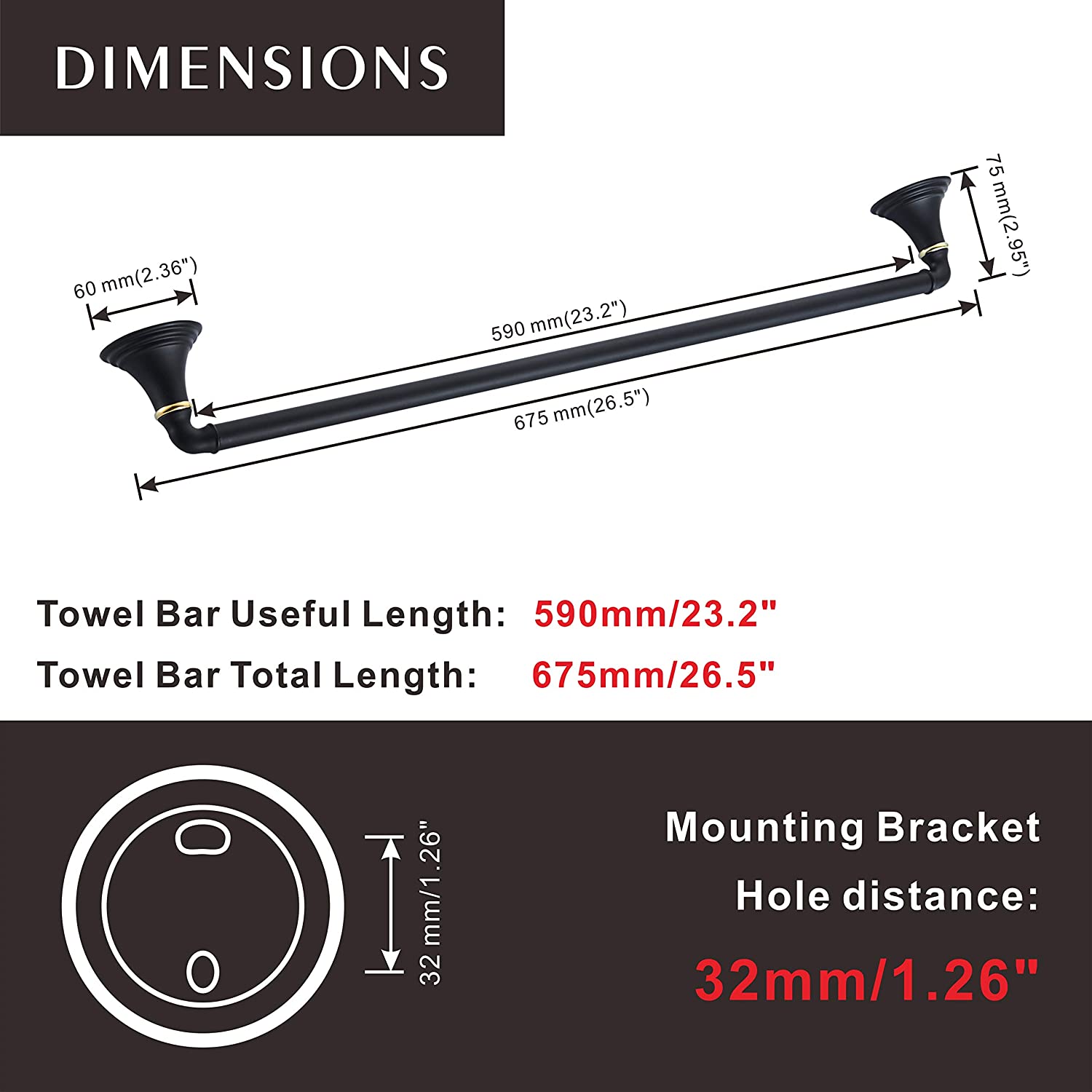 Black Towel Rack for Bathroom - Bathroom Hardware Towel Bar